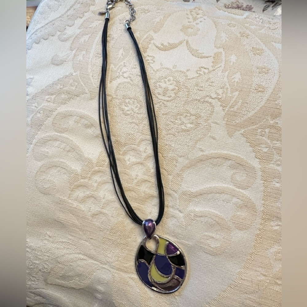Chicos Purple and Silver Pendant Necklace